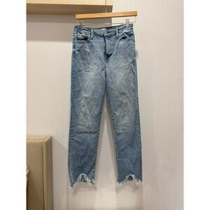 Jonathan Simkhai Womens 29 River Blue Denim High Rise Frayed Hem Straight Jeans